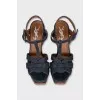 High-heeled denim sandals