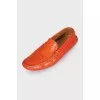 Men's orange leather loafers