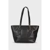 Black leather shoulder bag