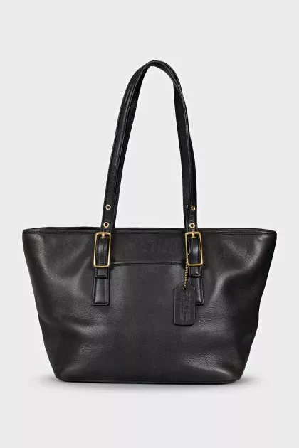 Black leather shoulder bag
