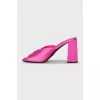 Pink high-heeled mules