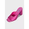 Pink high-heeled mules