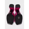 Pink high-heeled mules