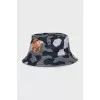 Men's gray panama hat with a military print