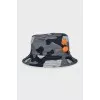 Men's gray panama hat with a military print