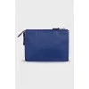 Blue leather bag with decoration