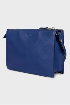 Blue leather bag with decoration