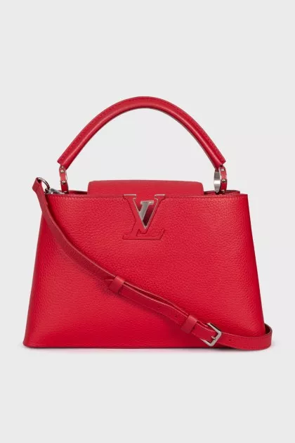 Red leather Capucines bag