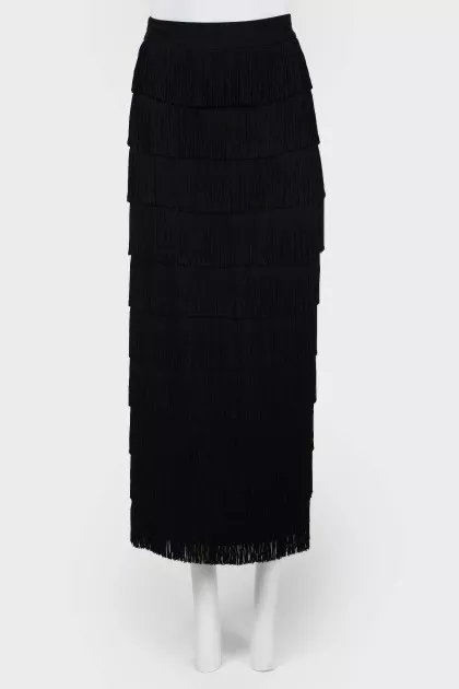Multi -tiered fringe skirt