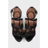 Suede sandals with shaped elements