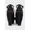 Suede sandals with shaped elements