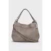 Gray leather shoulder bag