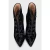Velvet ankle boots decorated with embroidery