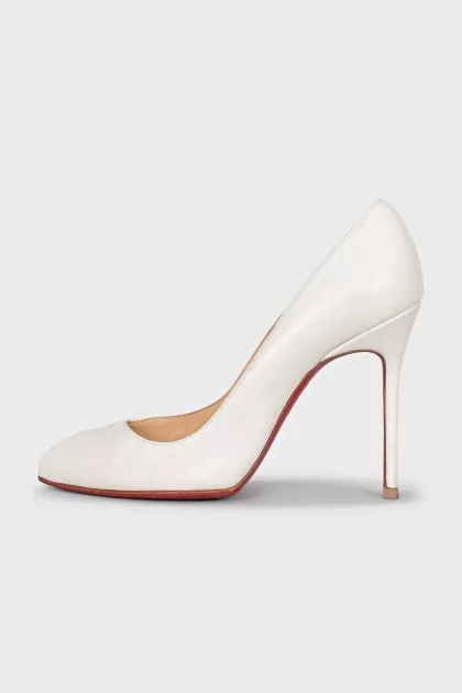 White leather pumps