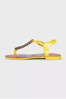Rubber sandals with crystals
