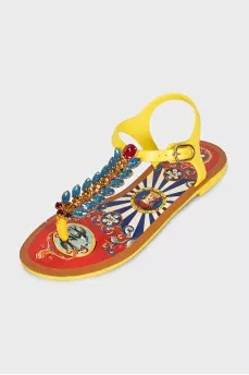 Rubber sandals with crystals