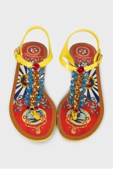 Rubber sandals with crystals