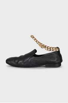 Leather loafers with gold hardware