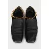 Leather loafers with gold hardware
