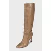 Green leather boots with heels