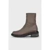 Brown leather square toe boots
