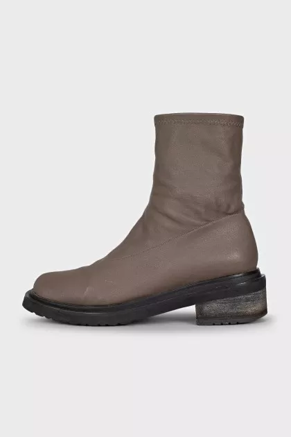 Brown leather square toe boots