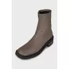Brown leather square toe boots