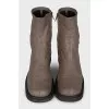 Brown leather square toe boots
