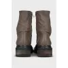 Brown leather square toe boots
