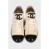 White leather sneakers with contrasting inserts
