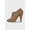 Brown animal print ankle boots