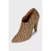 Brown animal print ankle boots