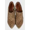Brown animal print ankle boots