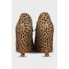 Brown animal print ankle boots