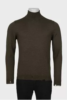 Men's green wool turtleneck