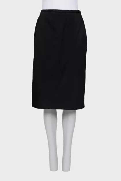 Black straight midi skirt