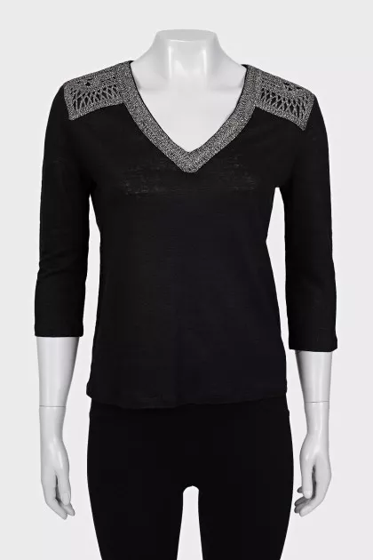 Pullover with silver decor