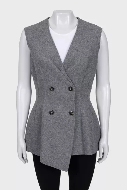 Gray asymmetrical vest