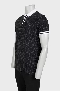 Men's black polka dot polo shirt
