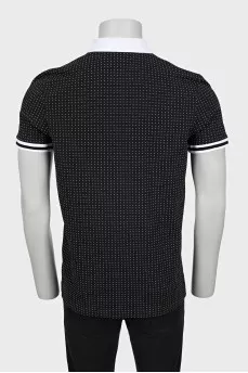Men's black polka dot polo shirt