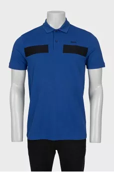 Men's blue straight-cut polo shirt