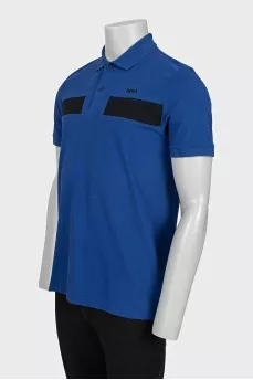 Men's blue straight-cut polo shirt