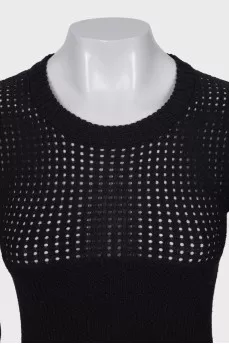 Fitted dress with perforated zipper