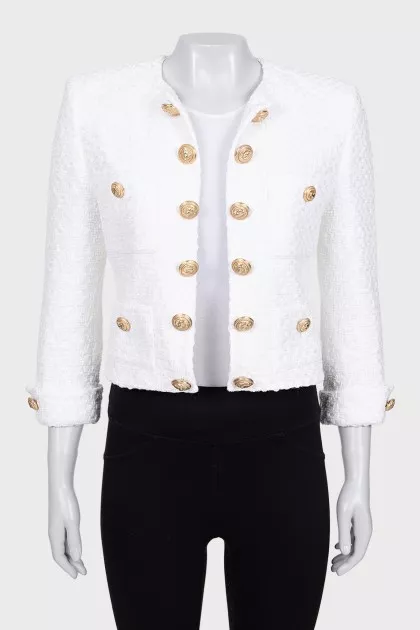 Cropped jacket with gold buttons