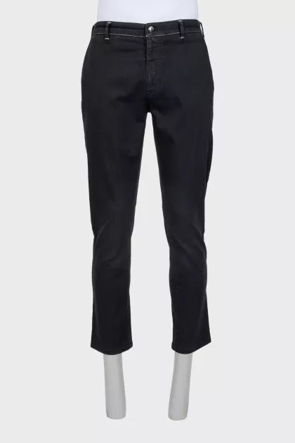 Men's cropped jeans with contrast stitching