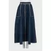 Denim full skirt with zipper