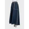 Denim full skirt with zipper