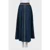 Denim full skirt with zipper