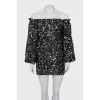 Off-the-shoulder dress decorated with sequins