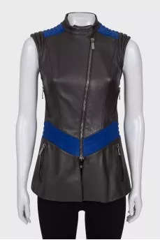 Brown leather vest